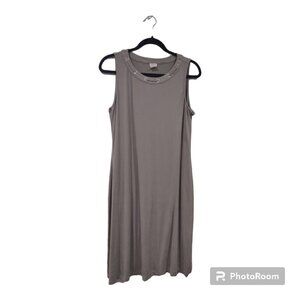 Chico's Sleeveless Midi Dress Olive Green Size 2 (12/14)